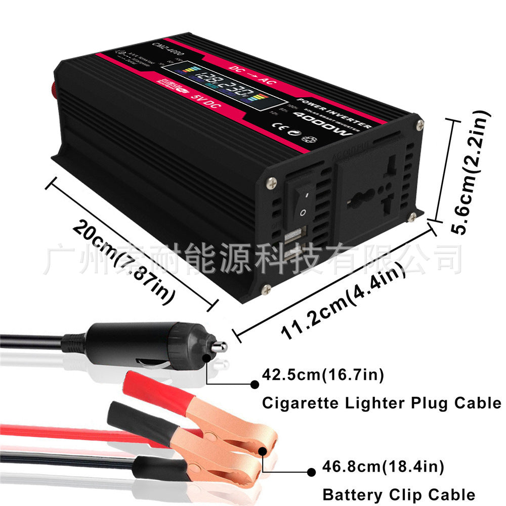 Car Power Inverter 300W 12V Turn110V220V Intelligent Digital Display Vehicle Inverter