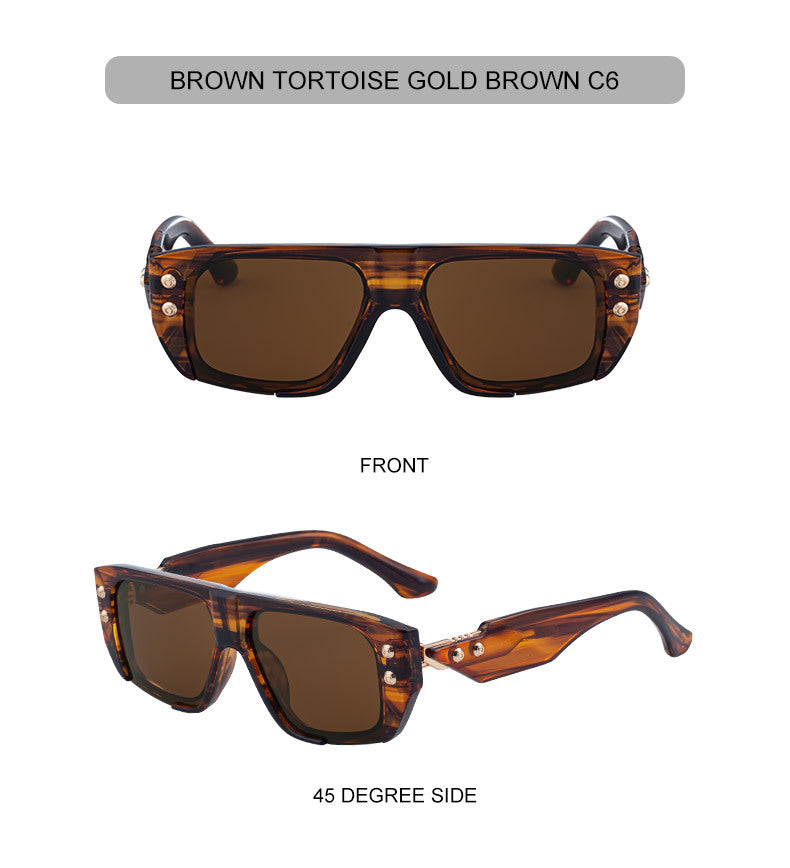 2025New Fashion Square Frame Sunglasses for Men, High-End Personality Outdoor Trend Driving Sun Protection Sunglasses for Men