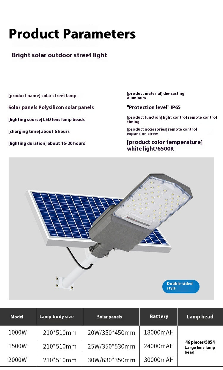 New Rural Lighting Engineering 6m Road Lamp Outdoor Solar LED Lamp Wide-Angle 4-Sided Aluminum Battery for Household Garden Use
