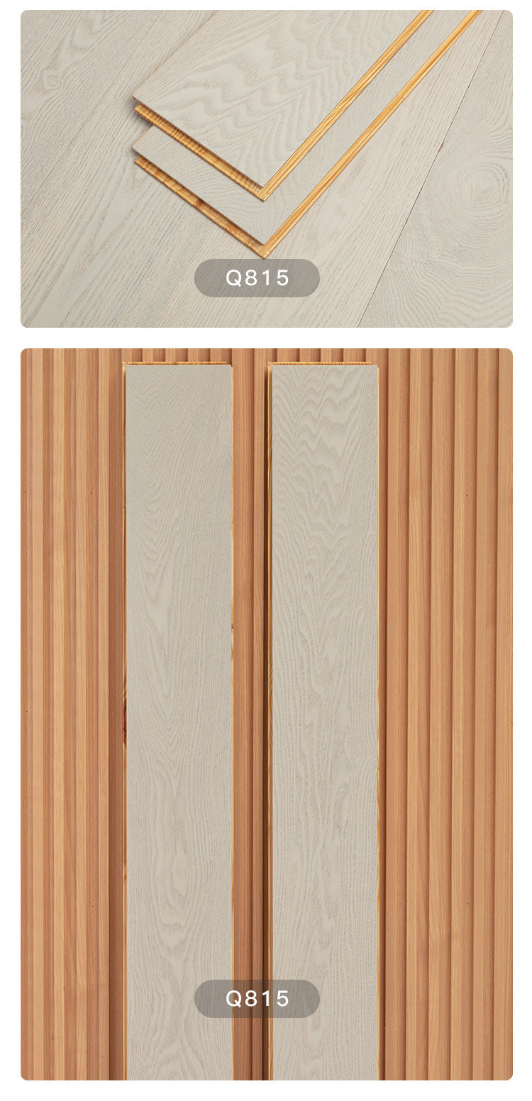 1.2mm White Ash Natural Wood Veneer New Three-Layer Solid Wood Composite Floor Heating Home Eco-Friendly Flooring Package Installation for Entry