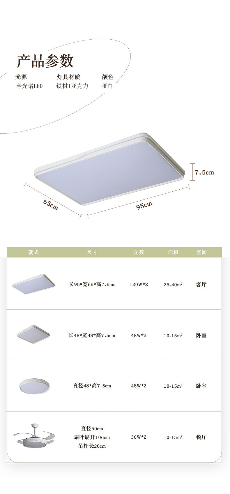 Full Spectrum Eye Protection Living Room Main Light2025New Trendy Cream Style Rectangular Ceiling Light Full House Zhongshan Lighting