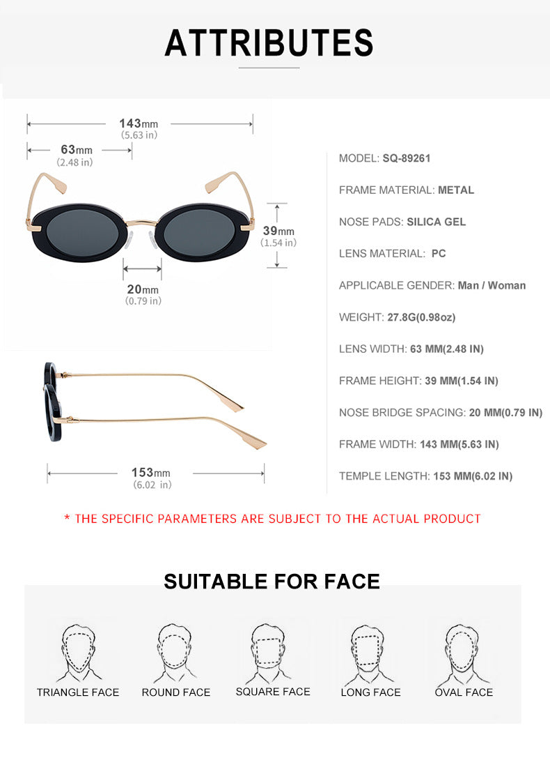 2025New European and American Fashion Oval Small Frame Sunglasses for Women, Trendy Personality Sun Protection Sunglasses Wholesale