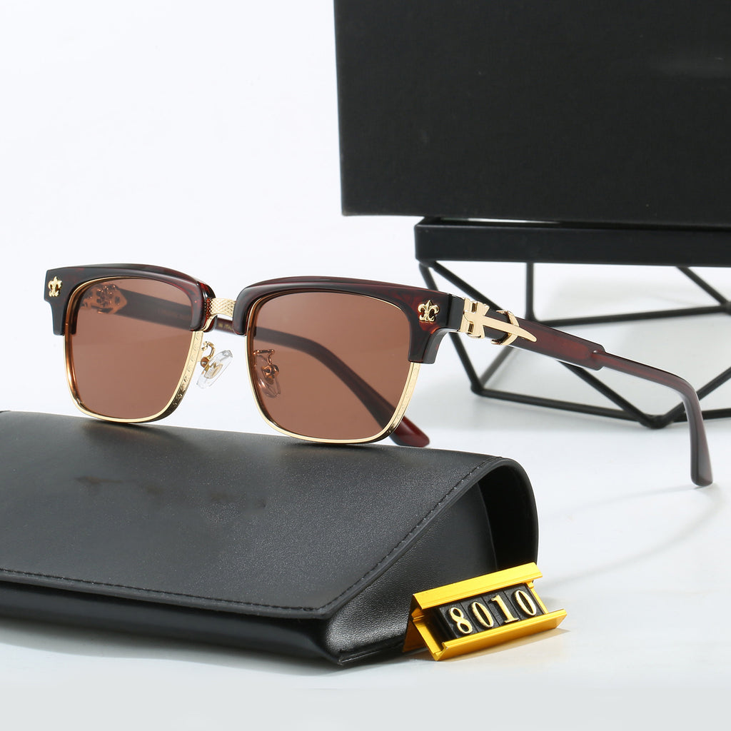 New Fashion Retro Sunglasses for Men and Women Trendy Business Acetate Clip-on Legs Cro Anti-Blue Light Plain Glasses