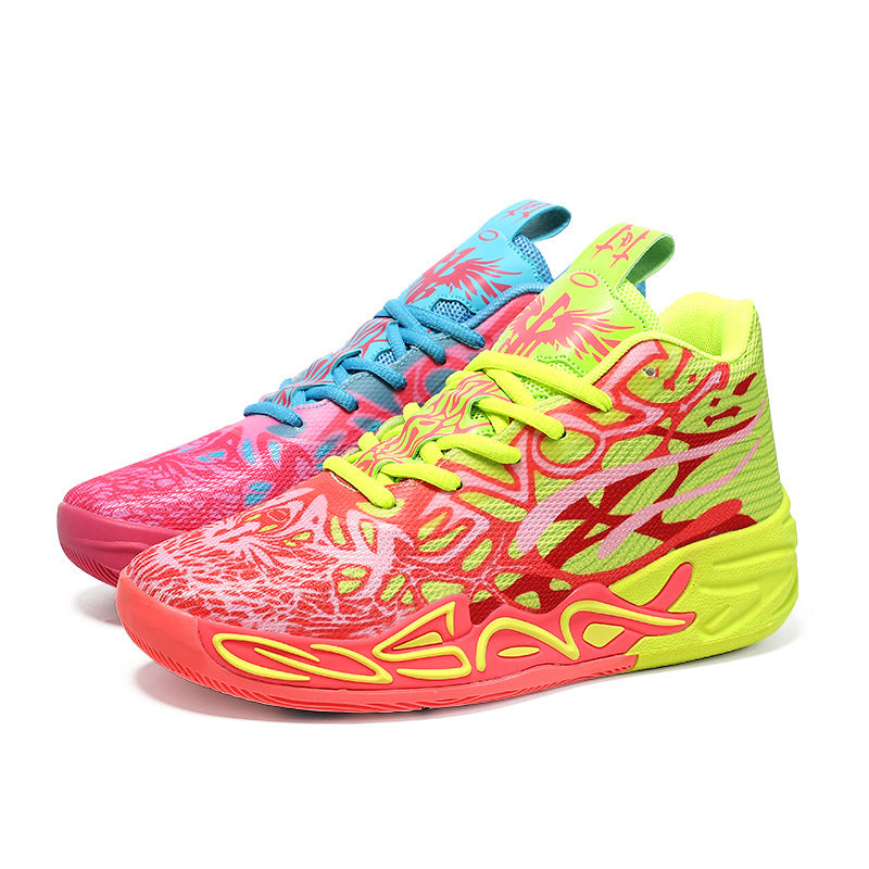 Fashion Trend Basketball Shoes New Youth Mandarin Duck Mesh Breathable Sports Shoes High-Top Training Boots