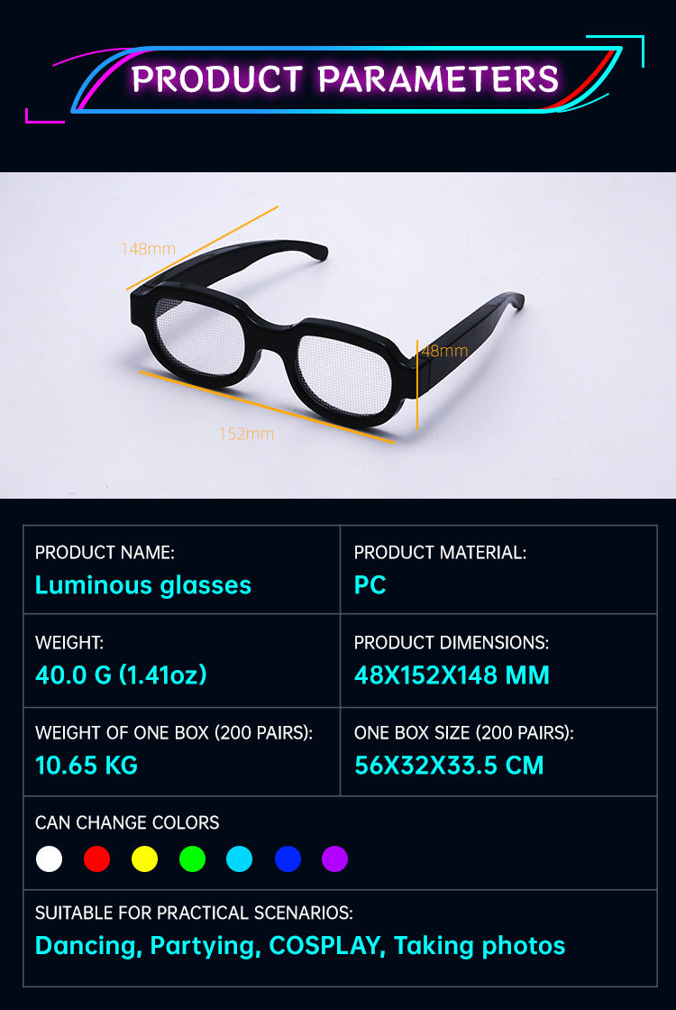 New LED Glowing Red Eye Glasses Same Style Glowing Glasses Personality Funny Party Performance Flashing Props