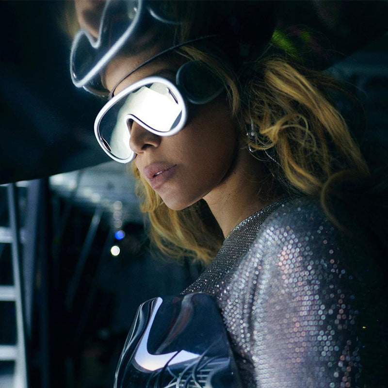 European and American Fashion One-piece Large Frame Sports Sunscreen Sunglasses Women's Trendy Sports Cycling Windproof Sunglasses Men's Glasses