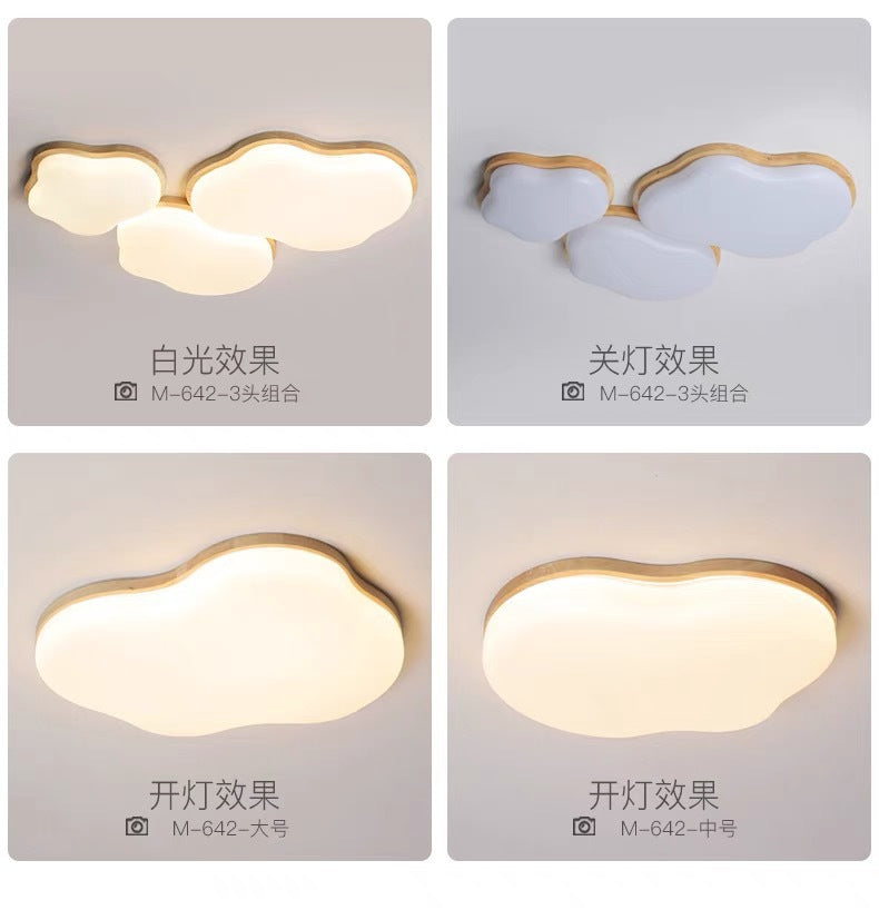 Natural Wood Cream Style Living Room Lamp2025New Stylish Internet Celebrity Cloud Full Spectrum Eye Protection Ceiling Light Zhongshan Lighting