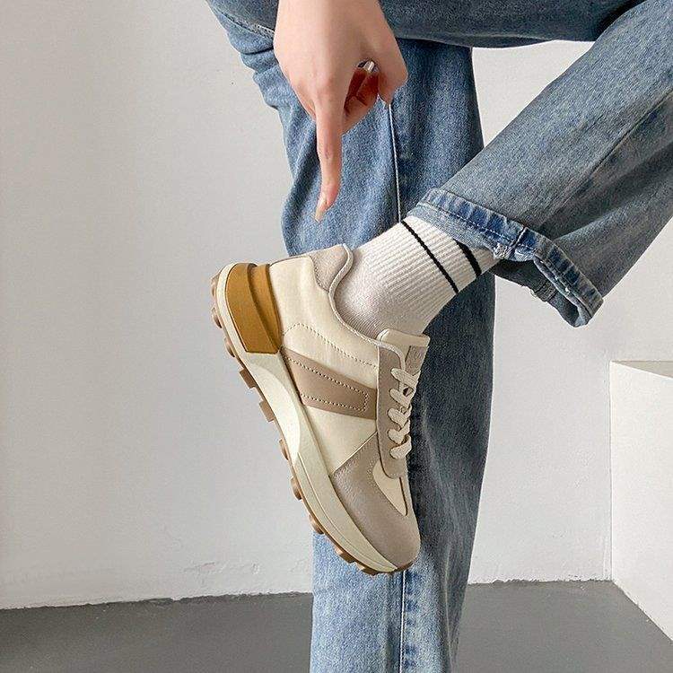 Thick-Soled Waffle Waist-Accentuating Women's Sneakers2025Spring and summer new retro fashion height-increasing running sports casual shoes