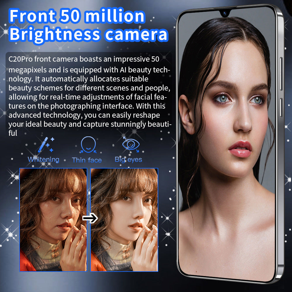 7.3Inch Hd Large Screen C20 Pro Mobile Phone16+1T Large Memory Smartphone Factory Direct Sale