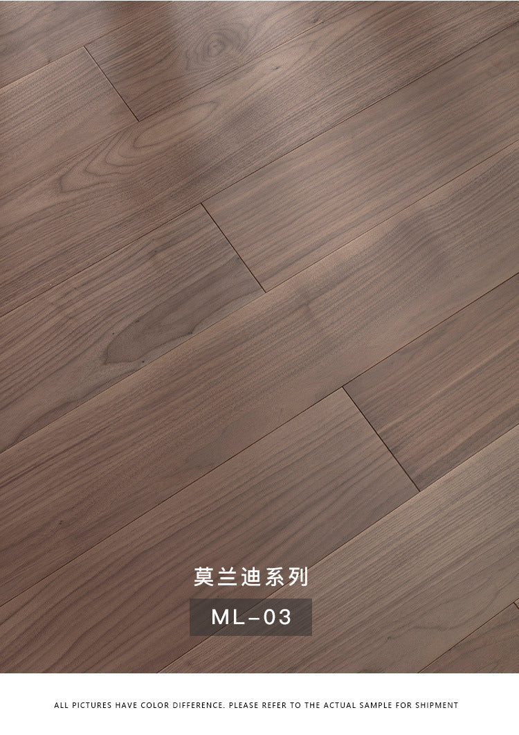 【Door-to-Door Installation】Morandi Style 15mm Lock Buckle Glue-free Installation Black Walnut New Three-layer Flooring Solid Wood