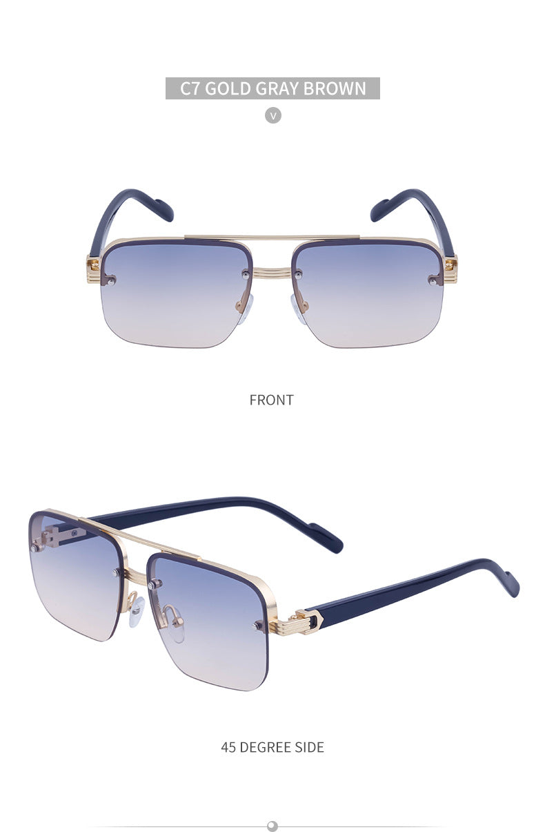 2025New Fashion Half-Frame Cut Edge Sunglasses for Women, High-End Driving Sunglasses for Men, Wholesale Glasses