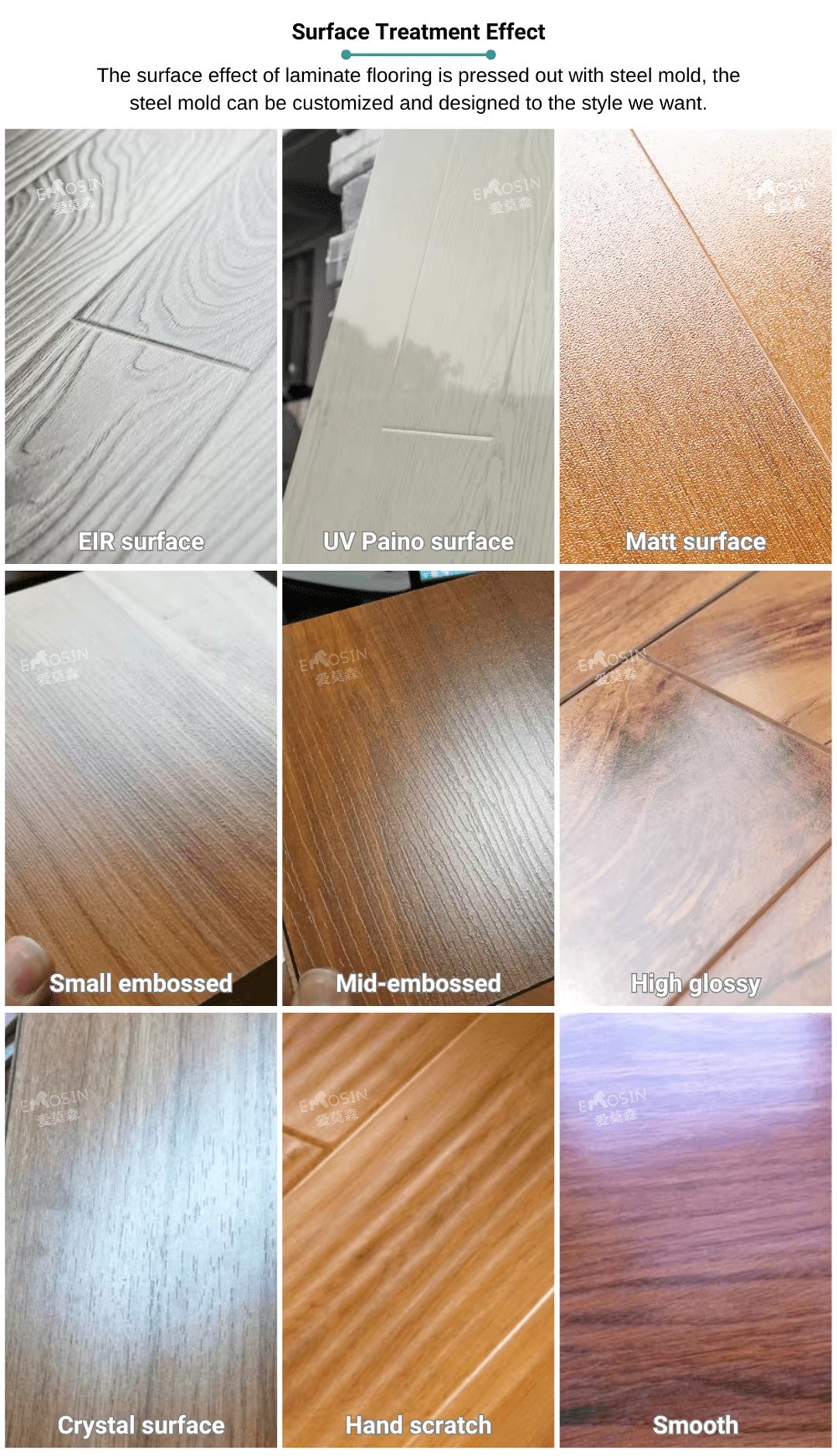 China Factory Price Ac4 Hdf Waterproof 8mm 12mm Art Versailles Teak Oak Laminate Wood Parquet Flooring Tiles