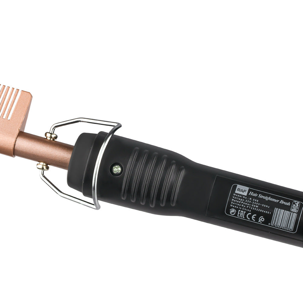RAF EU Standard Electric Curling Brush Home Curling Iron Dry and Wet Dual-use Copper Comb Multi-functional Curling Straightening Brush