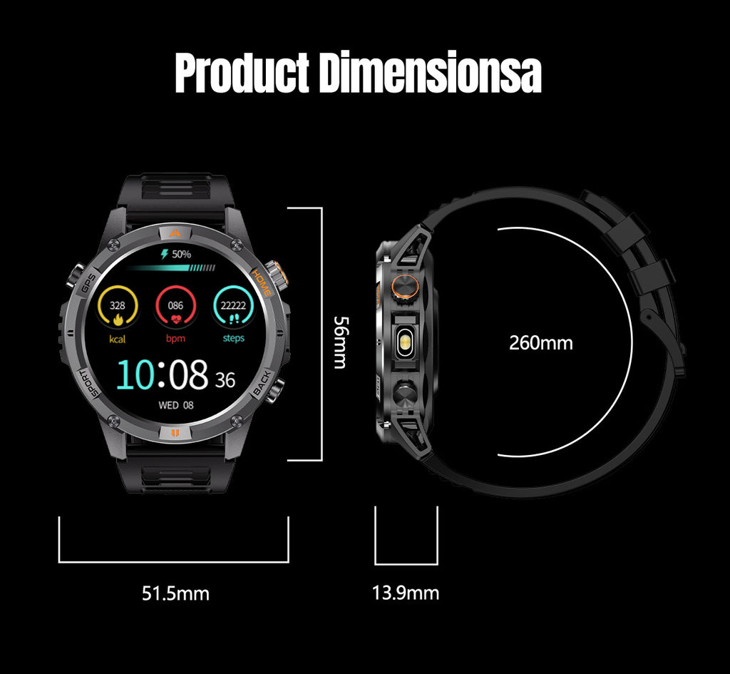 YK15Smart Watch Bluetooth Call Heart Rate Pedometer Sleep Depth Waterproof GPS Beidou Positioning Sports Three-Proof
