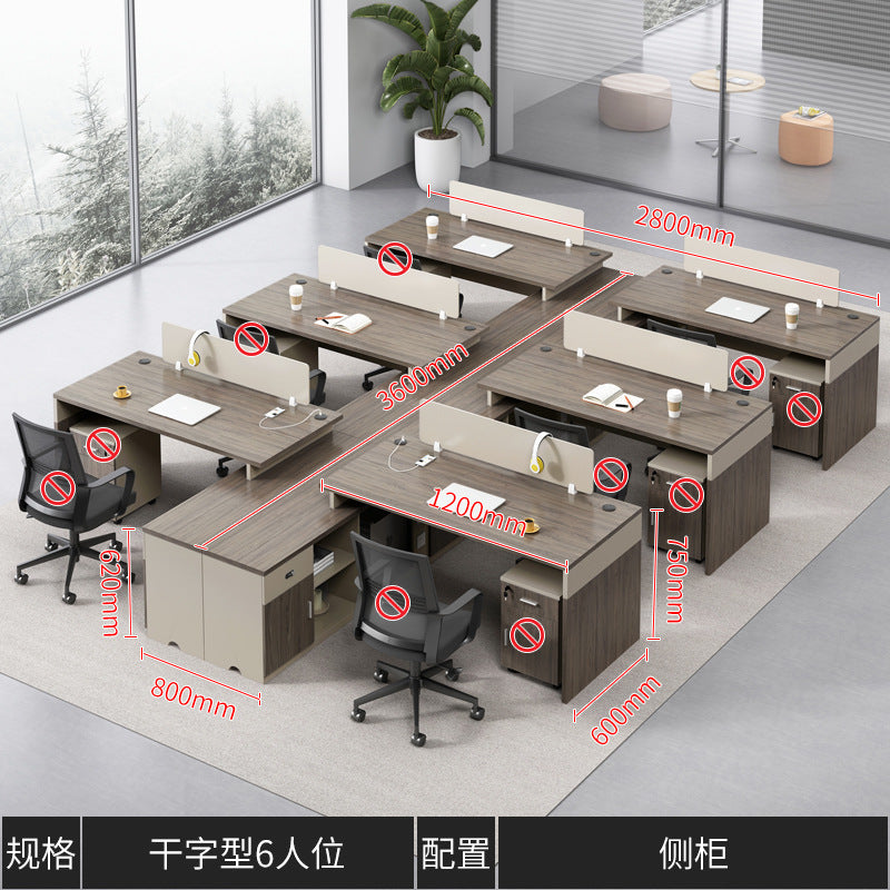 Financial Office Desk Employee Position Staff Office Desk and Chair Set Simple Modern Three-Person Company Computer Desk