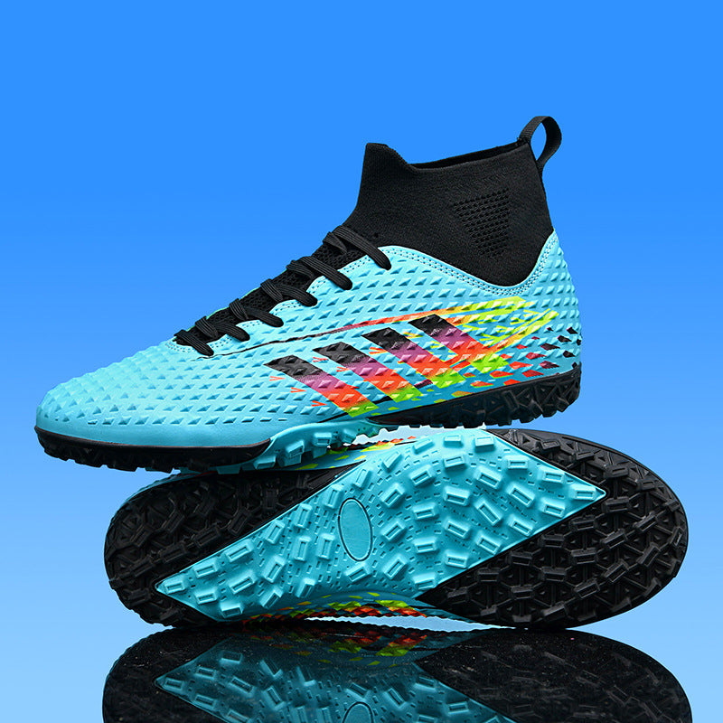 Gold-Plated Sole Men's Football Shoes with Studded Spikes AG Long Spike Shoes for Older Children, Middle and High School Students, Adults, Competition Training Sports Shoes