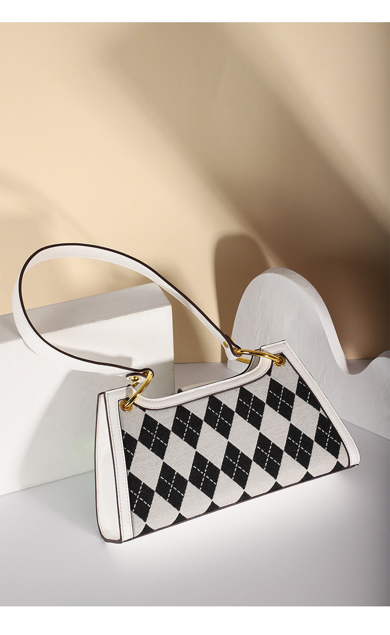Women's Fashion Trendy New Color-Block Plaid Bag Personality Stylish Crossbody Bag Simple Shoulder Bag
