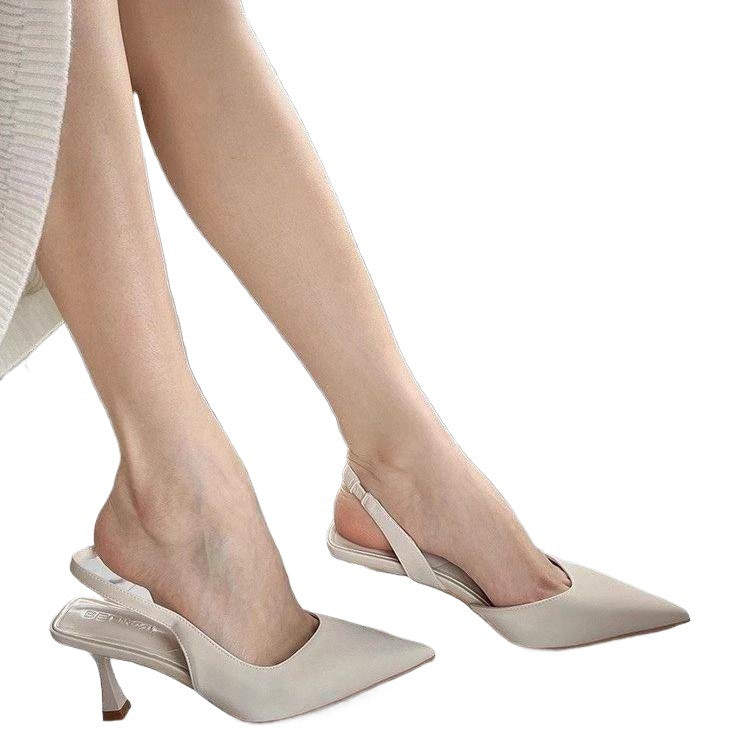 French Style Closed-Toe High Heels for Women2025New Year's New Pointed Toe Stiletto Shoes Niche Design Sense Elegant Sexy Sandals