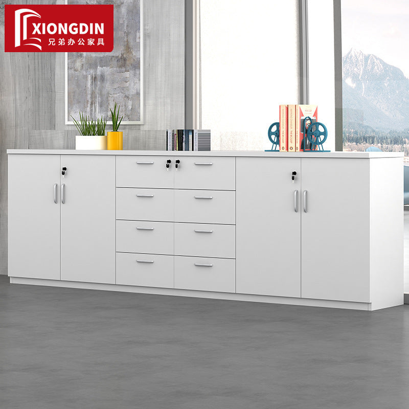 Office File Cabinet with Lock, Low Cabinet, Storage Cabinet, Floor-standing Wooden Office Partition Cabinet for Staff