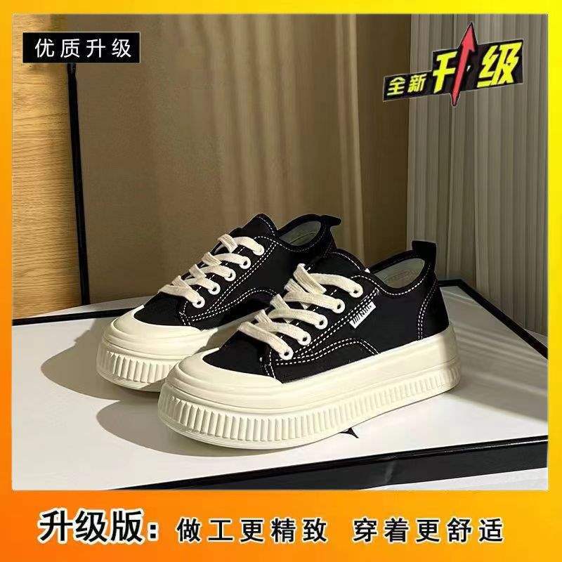 Yuechen Thick-Soled Canvas Shoes for Women, Versatile Breathable White Sneakers2025Spring and summer niche casual sneakers