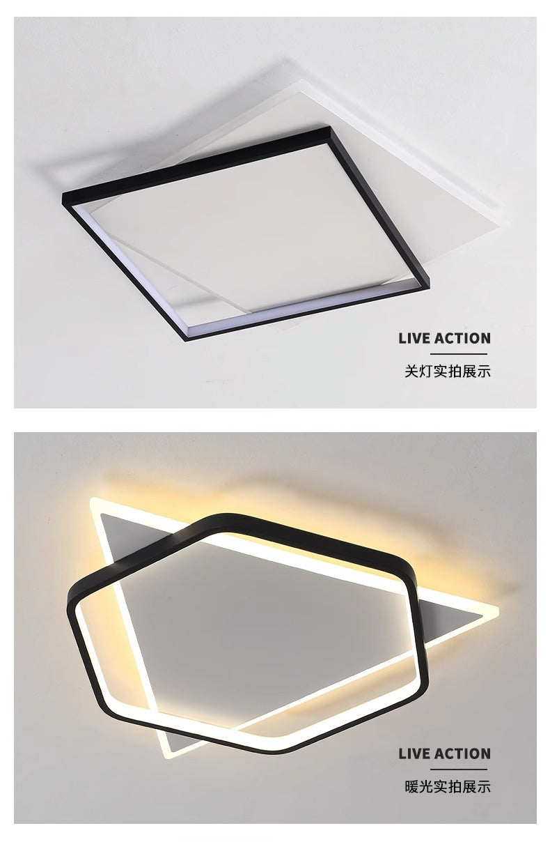 Rectangular Living Room Lamp LED Ceiling Lamp Art Bedroom Lamp Nordic Simple Modern Elegant Lighting Set