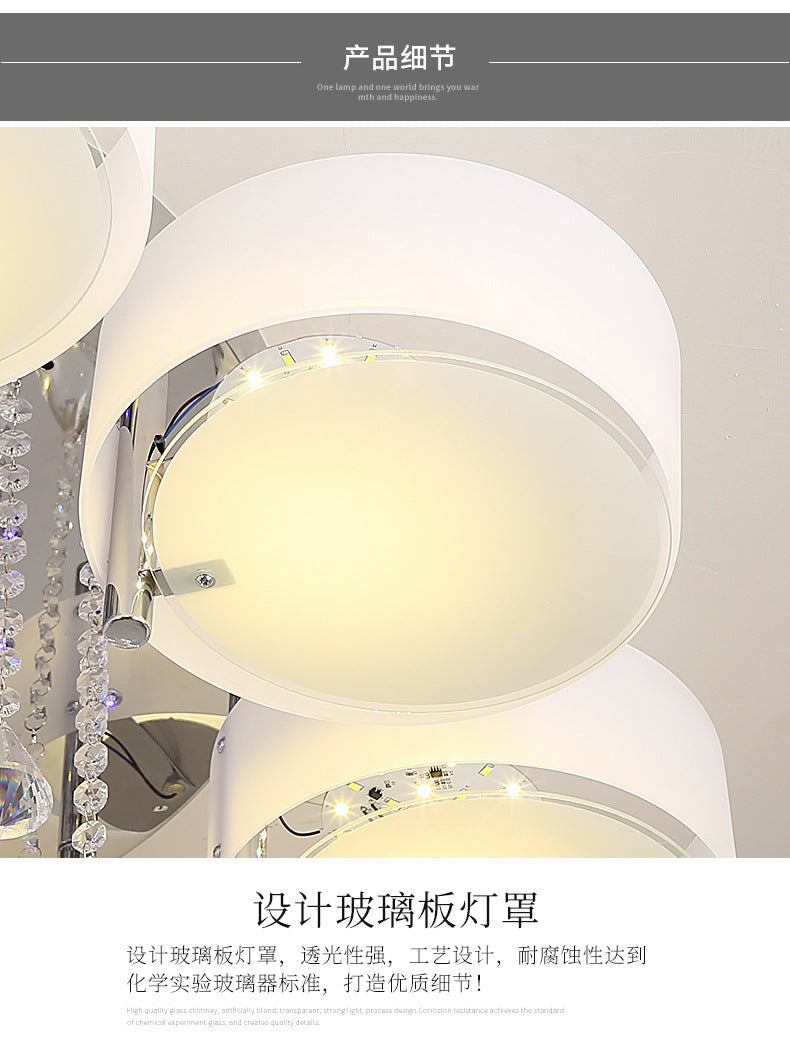 Living Room Lamp Crystal Lamp LED Ceiling Lamp Round Bedroom Lamp Simple Modern Elegant Home Dining Room Balcony Lighting