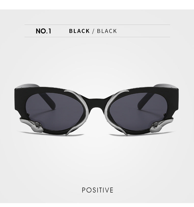 gm Same Style Women's Sunglasses Snake Small Frame Sunglasses High-End Steampunk Cat Eye Glasses shades