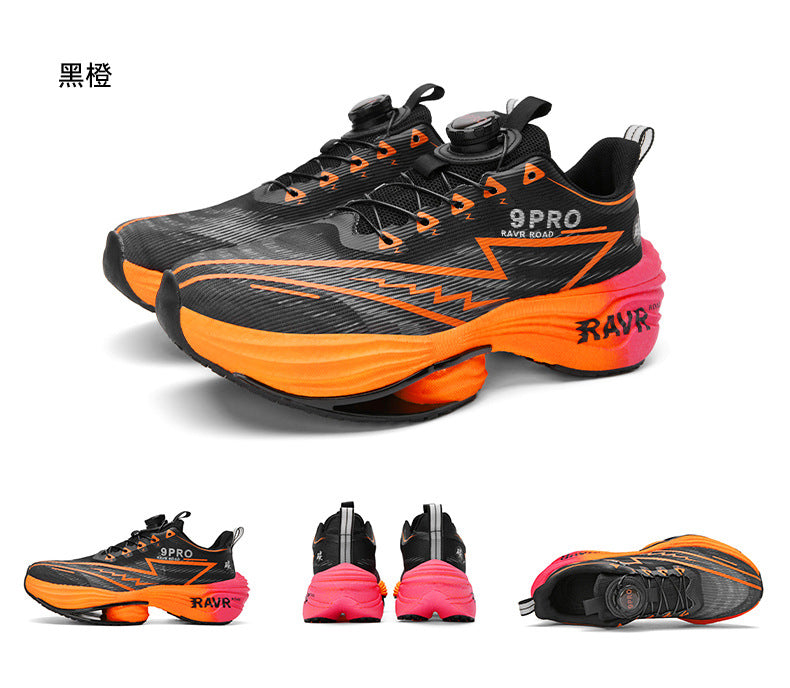 2025Autumn Winter Casual Fashion Double Mesh Knob Buckle Sneakers Super High Elastic Soft Sole Carbon Plate Anti-Slip Running Shoes