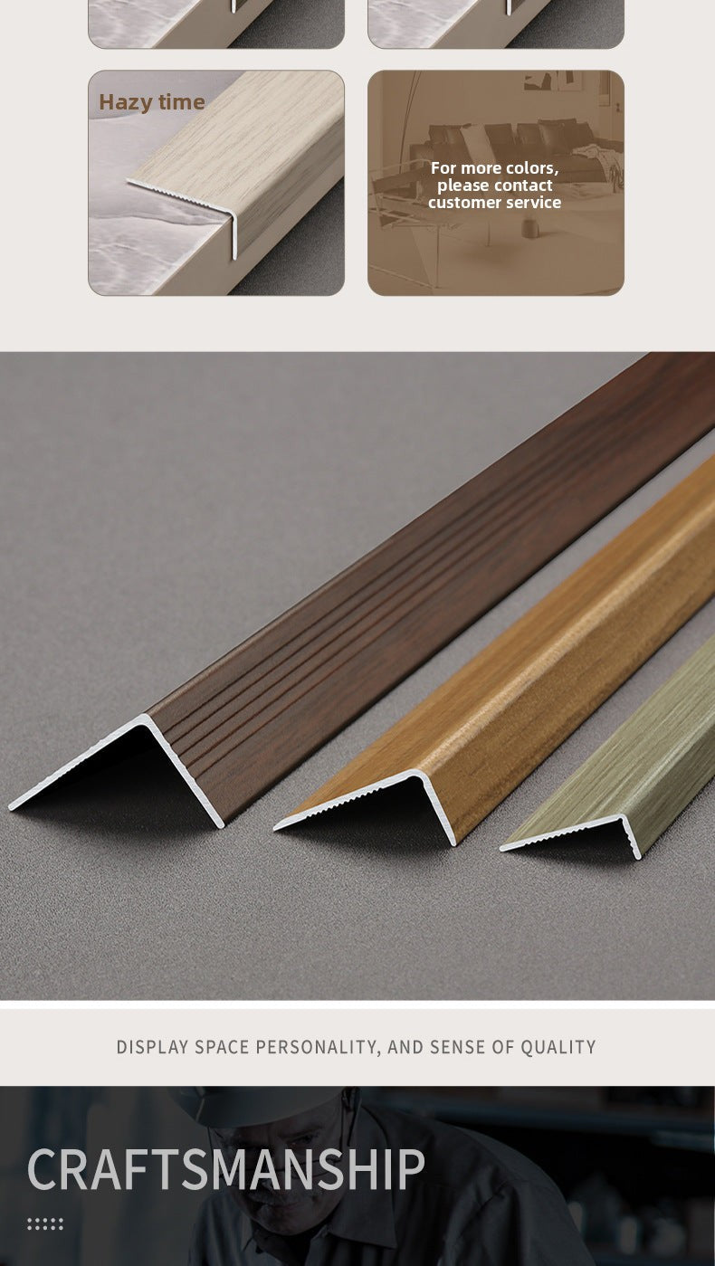 Aluminum alloy wood grain L Right-angle ultra-narrow wood flooring edge trim strip7Door threshold edging trim, wardrobe corner fastener strip
