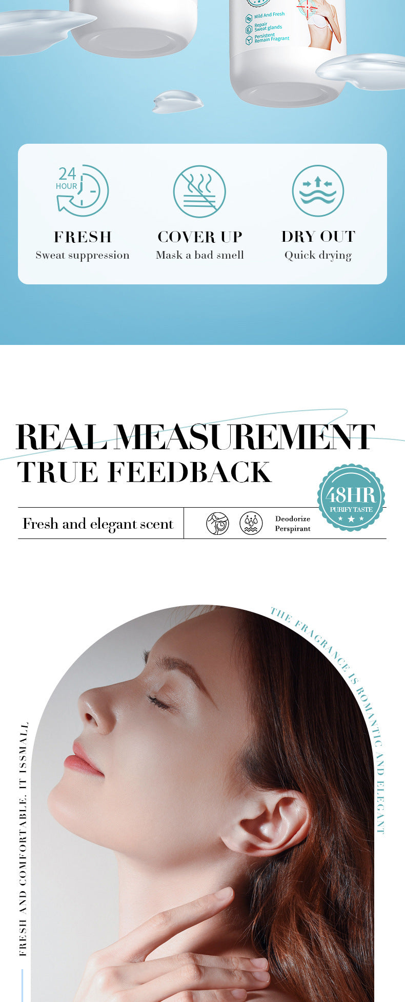 Antiperspirant50ml SADOER Fragrant Refreshing Non-Sticky Roll-On Deodorant Cross-Border Wholesale