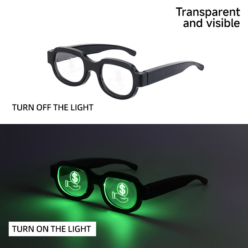 New LED Glowing Red Eye Glasses Same Style Glowing Glasses Personality Funny Party Performance Flashing Props