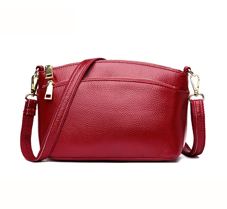 Guangzhou Shiling Genuine Leather Women's Bag for Middle-aged Moms, Small Square Bag, Top Layer Cowhide, Single Shoulder Crossbody Bag, Versatile