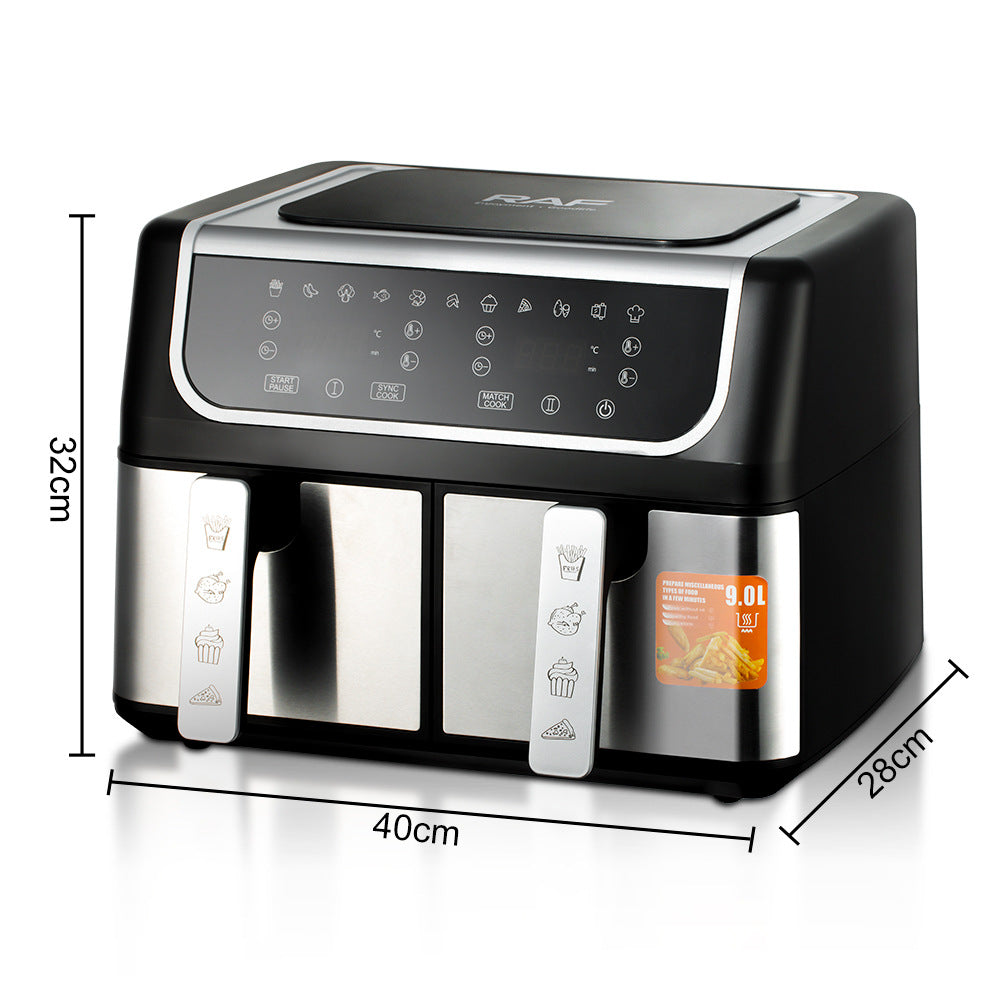 RAF European Standard Dual Tank Air Fryer Dual Compartment Large Capacity Multi-Function Dual Pot Dual Basket Smart Touchscreen Oil-Free