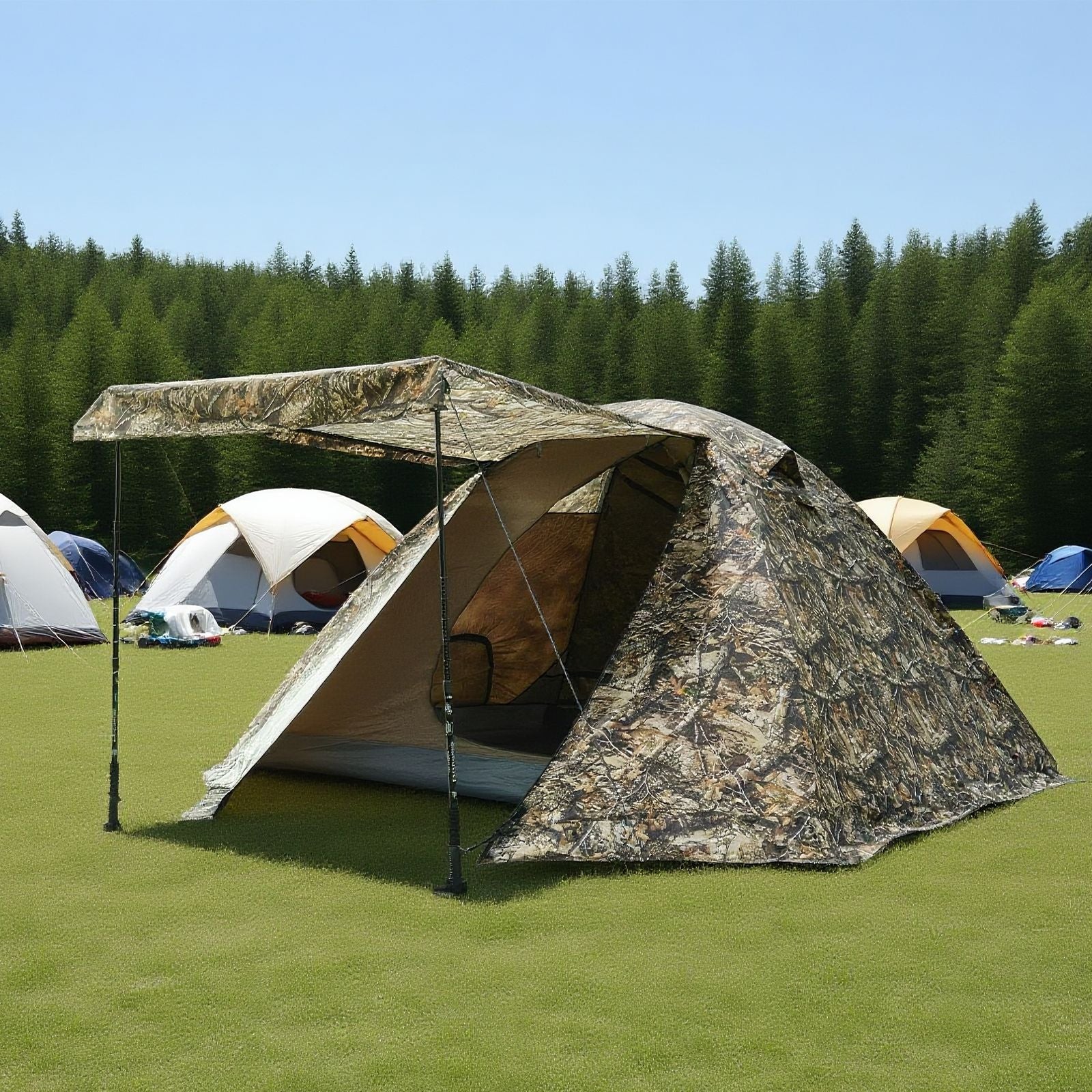 Jituo Camping Tent Canopy3-4Double-layer Winter and Summer Dual-use Tent Portable Four-season Tent Outdoor Rainproof