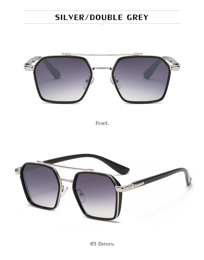 New Sunglasses Internet Celebrity Wei Ting Same Style Sunglasses for Men Trendy Large Square Frame Sunglasses for Men ins Sun Protection Glasses