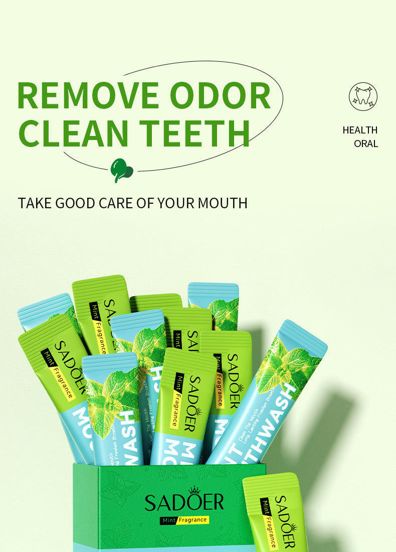 Full English Mouthwash Box Set SADOER Disposable Portable Oral Cleaning Care  Foreign Trade Wholesale