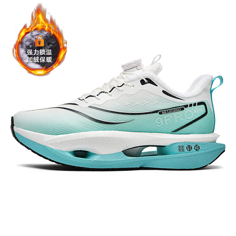 Red Rabbit9pro Winter New Thickened Fleece Warm Men and Women Sports Twist Button Real Carbon Plate Soft Sole Running Shoes