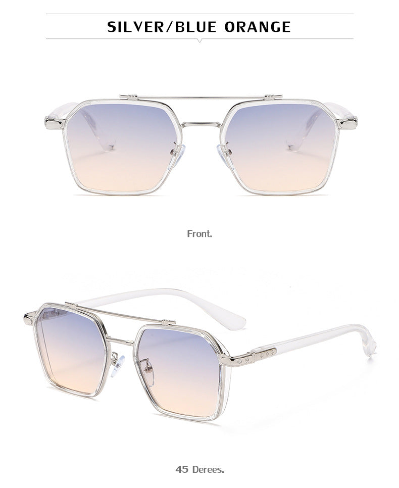 New Sunglasses Internet Celebrity Wei Ting Same Style Sunglasses for Men Trendy Large Square Frame Sunglasses for Men ins Sun Protection Glasses