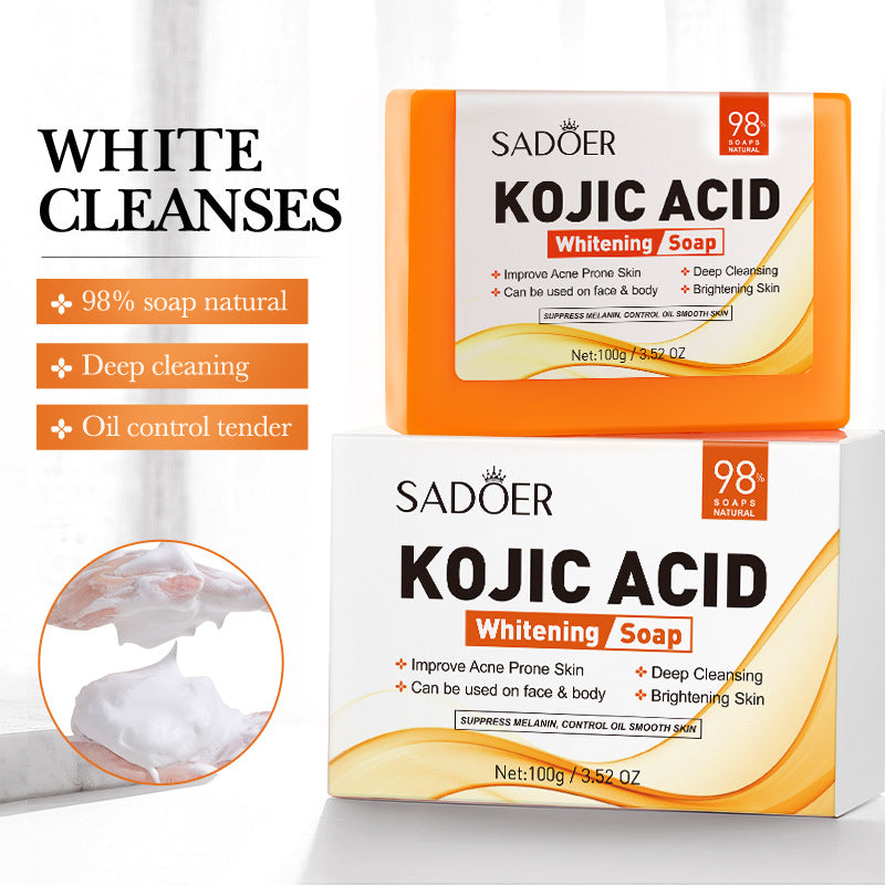 Full English Kojic Acid Whitening Soap100g SADOER Clean Bathing Facial Soap Handmade Soap  Wholesale