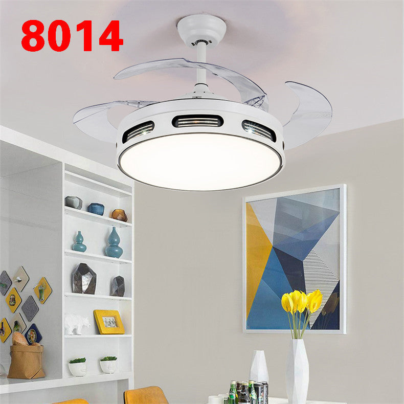 Invisible Fan Light Remote Control led Fan Chandelier Home Electric Fan Lamp scandinavian Iron Restaurant Lamp Crystal Ceiling Fan Lamp
