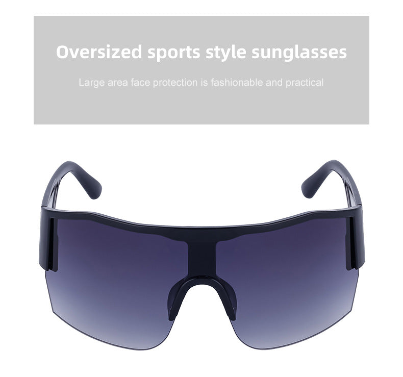 Y2K Millennium Integrated Cycling Sports Sunglasses for Women, European and American Style, Large Frame, Windproof, Half Frame Sunglasses