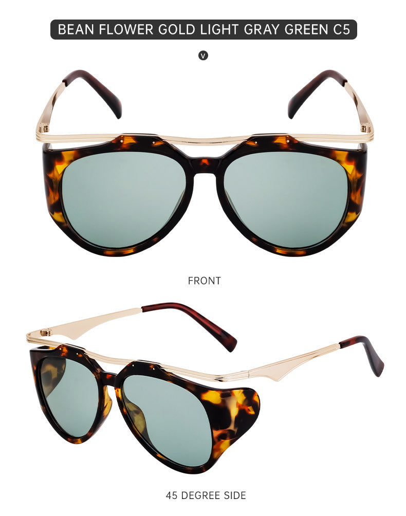 Europe and America INS Fashionable Sunglasses for Women, Irregular Cat Eye Sunglasses, Trendy Full Frame Sun Protection Glasses sunglasses