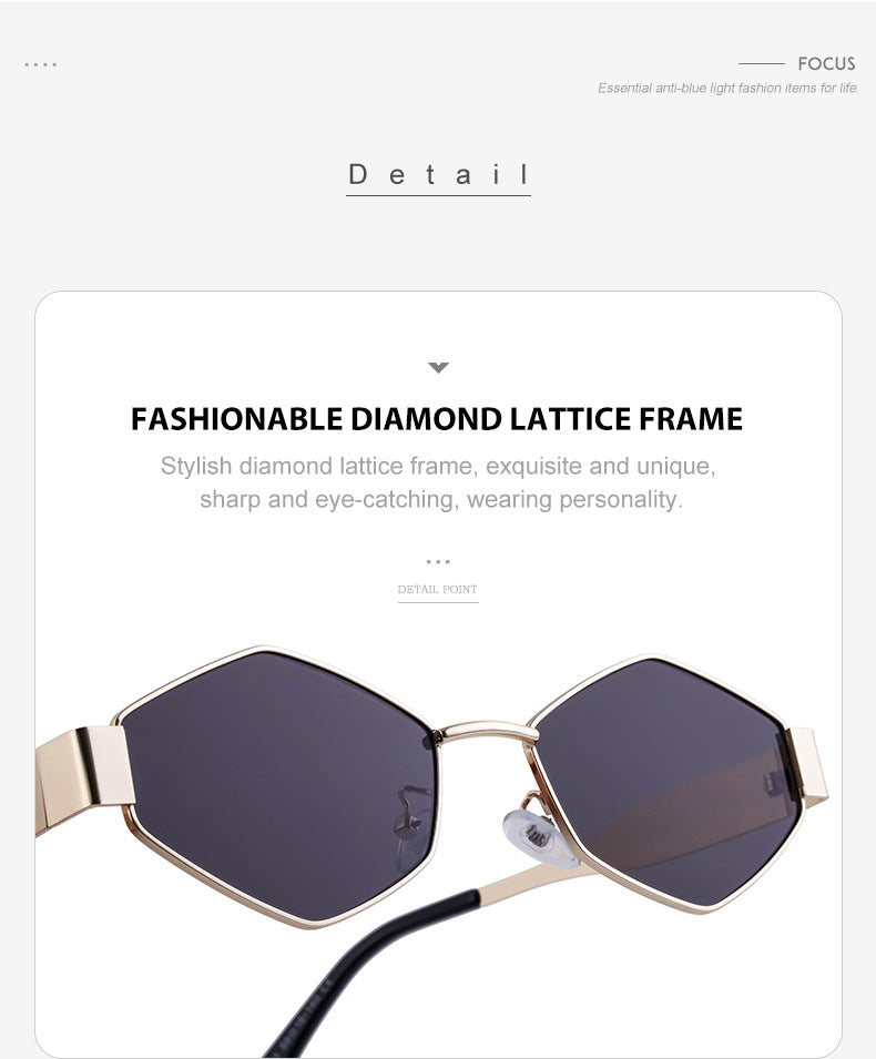 European and American Fashion Irregular Metal Sunglasses for Women Trendy Personality Wide Temple Sunglasses Wholesale sunglass