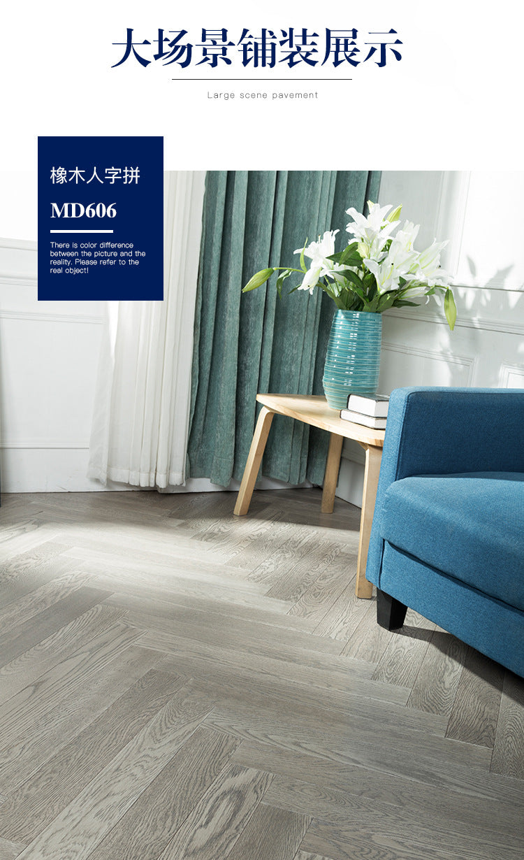 In-stock wholesale with on-site installation Herringbone Locking Floor Heating New Three-Layer Solid Wood Flooring Oak Black Walnut Flooring