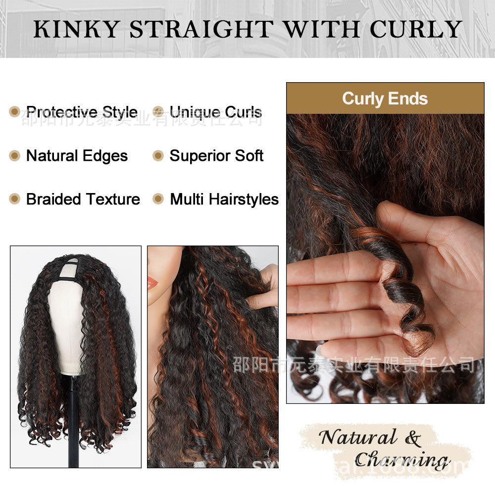 2H350 Highlight Yaki Synthetic  Afro Bouncy Curly End Wigs