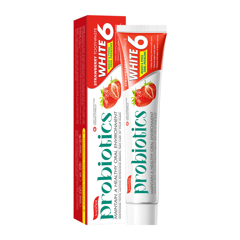 Full English Plant Fruit Probiotic Toothpaste SADOER Oral Whitening Teeth Gum Care Toothpaste  Wholesale