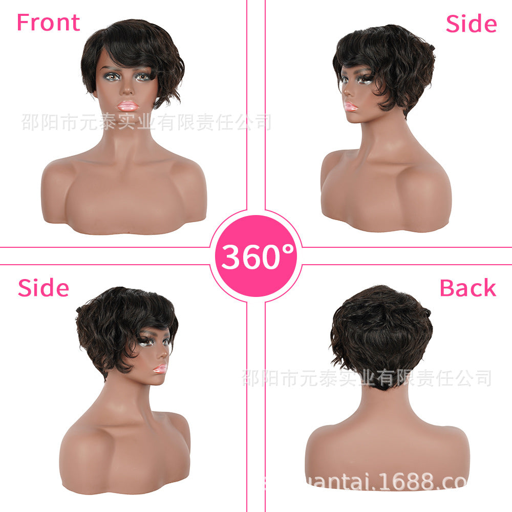 Full Real Human Hair Wig Short Curly Hair European American African Medium Short wigs Hand Crochet