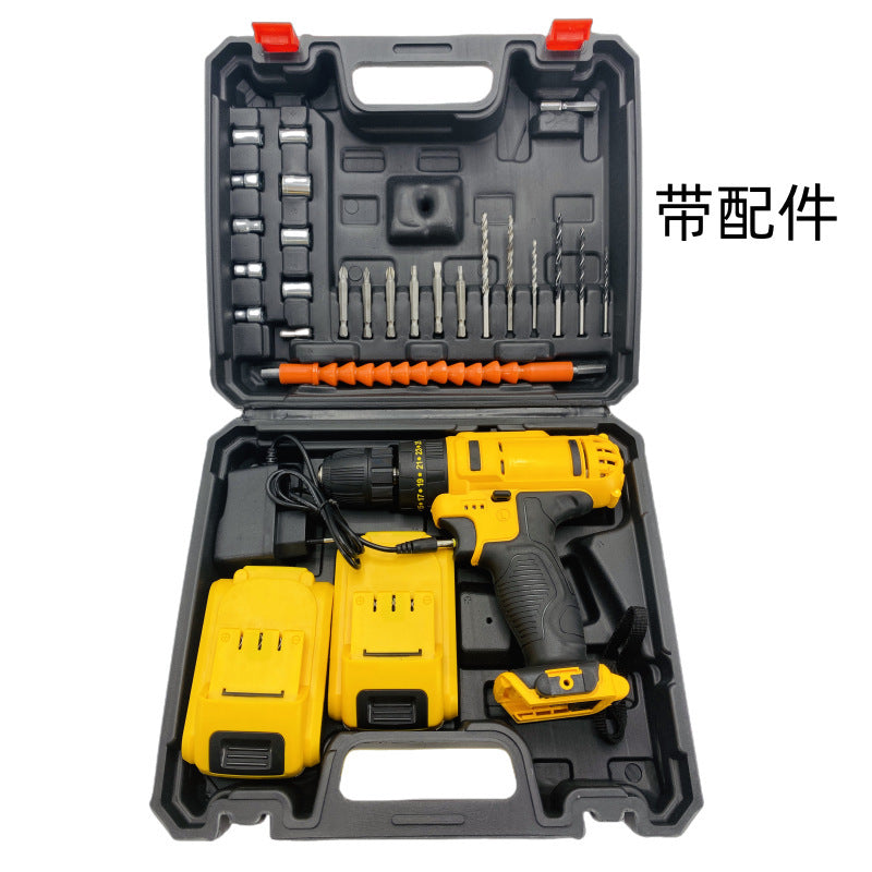 Wholesale Rechargeable Cordless Drill Lithium Battery Hand Drill Multifunctional Electric Screwdriver Pistol Drill Electric Screwdriver Factory Direct Sale