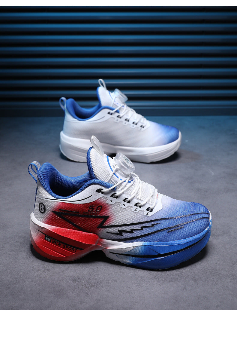 Children's Red Rabbit Sports Shoes Mesh Lightweight Breathable Student Physical Training Shoes Shock Absorption Anti-Slip Boys' Running Shoes