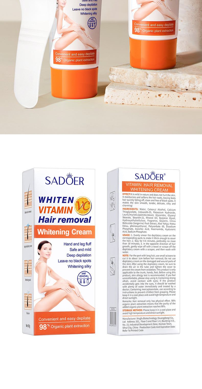 Full English VC Depilatory cream60g SADOER Vitamin C Hair Removal Without Irritation  Wholesale